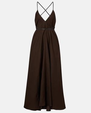 Brunello Cucinelli Open-Back Maxi Dress - Brown