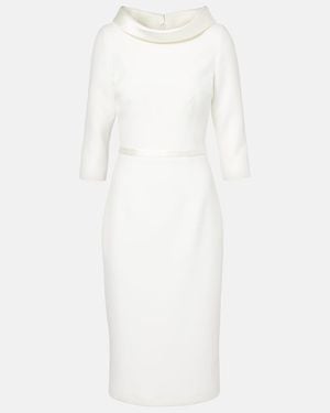 Safiyaa Bridal Meryl Crepe Midi Dress - White