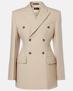 Wardrobe NYC Blazer Cruzado De Lana Con Peplum - Neutro