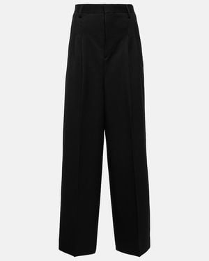 Ami Paris High-Rise Wool Wide-Leg Pants - Black
