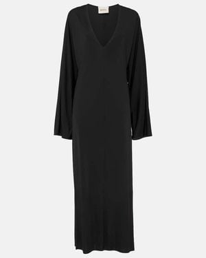 KHAITE Jersey Plunging V-Neck Maxi Dress - Black
