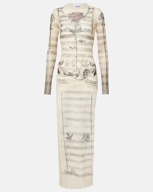 Jean Paul Gaultier Trompe L'Oeil Mesh Maxi Dress - Natural