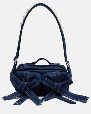 Simone Rocha Verzierte Schultertasche Aus Denim - Blau