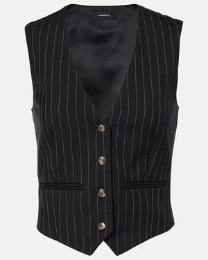 Wardrobe NYC Pinstripe Wool Vest - Black