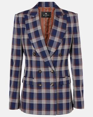 Etro Maxi Check Tweed Jacket - Blue