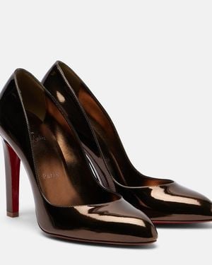 Christian Louboutin Fannylove 100 Metallic Leather Court Shoes - Brown