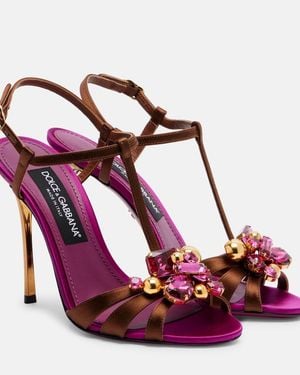 Dolce & Gabbana Keira 2.0 Embellished Satin Sandals - Purple