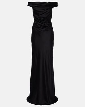 The Sei Bardot Off-Shoulder Silk Charmeuse Gown - Black