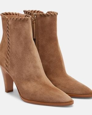 Gianvito Rossi Leather-Trimmed Suede Ankle Boots - Brown