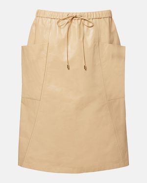 Alaïa Leather Pencil Skirt - Natural