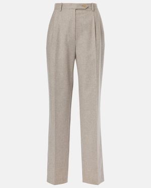 The Row Norbert Wool And Cashmere Straight Trousers - Grey