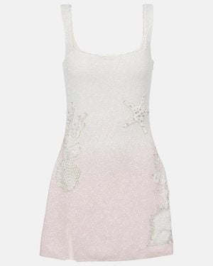 Clio Peppiatt Seashell Embellished Minidress - Natural