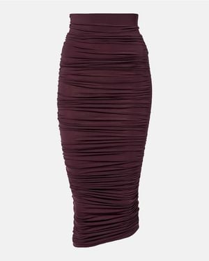 Wolford Draped Sheer High-Rise Midi Skirt - Red