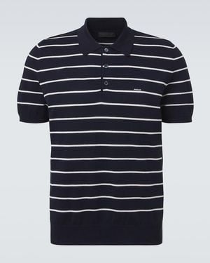 Prada Striped Cotton Polo Shirt - Blue