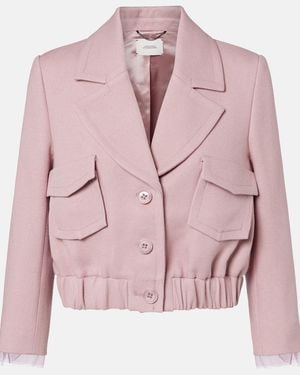 Dorothee Schumacher Layered Coolness Organza-Trimmed Cropped Jacket - Pink