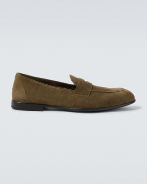 Brioni Loafers Aus Veloursleder - Grün