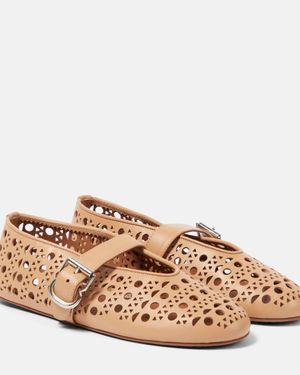 Alaïa Vienne Leather Ballet Flats - Brown