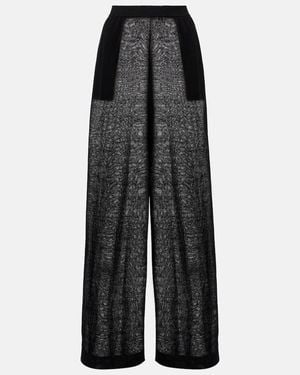 Alaïa Sheer Linen And Silk Wide-Leg Trousers - Black