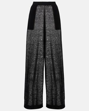 Alaïa Sheer Linen And Silk Wide-Leg Pants - Black