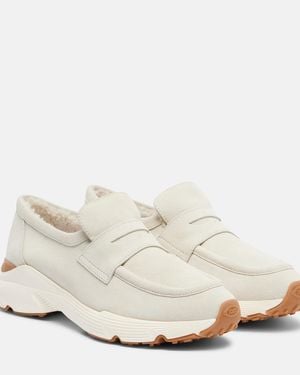 Tod's Sport Run Suede Loafers - White