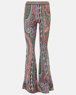 Etro Knitted Paisley Jacquard Flared Pants - Multicolor