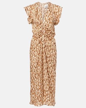 Isabel Marant Lyndsay Gathered Jacquard Midi Dress - Metallic