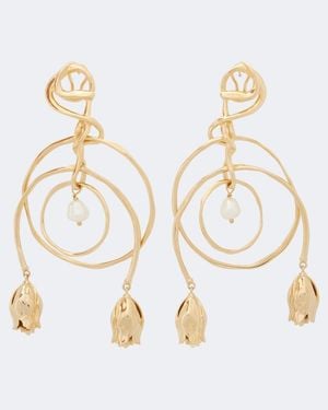 Chloé Floral Faux-Pearl Drop Earrings - Metallic