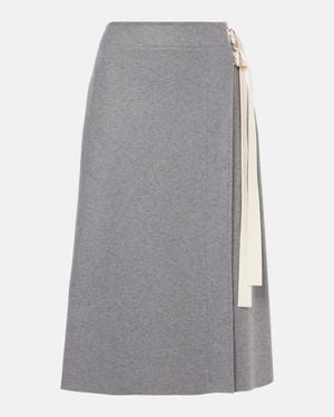 Jil Sander Wool-Blend Wrap Skirt - Gray