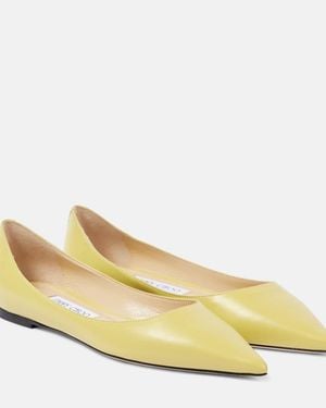 Jimmy Choo Love Leather Ballet Flats - Yellow