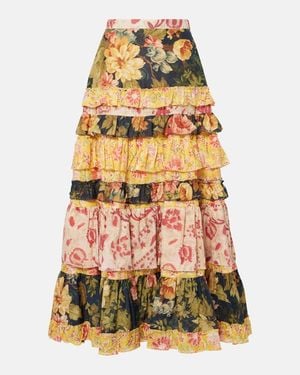 Valentino Patchwork Cotton Muslin Maxi Skirt - Yellow