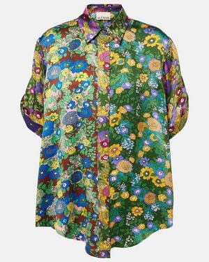 ALÉMAIS Printed Silk Satin Shirt - Green