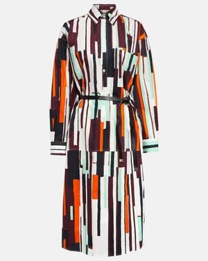Plan C Printed Shirt Dress - Red
