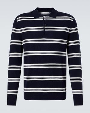 arch4 Mr Swansea Striped Cashmere Polo Jumper - Blue