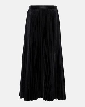 Alaïa Pleated Croc-Effect Satin Midi Skirt - Black