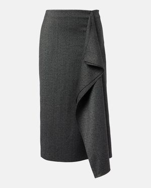 Proenza Schouler Amery Draped Midi Skirt - Grey