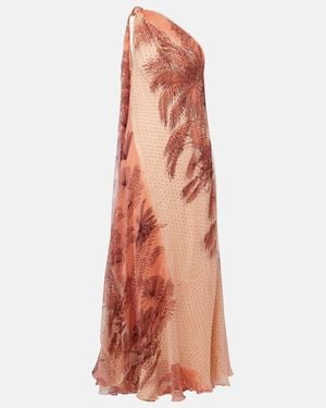 Johanna Ortiz Printed Silk-Blend Lame Gown - Orange