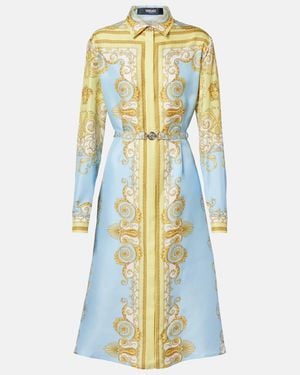 Versace Silk Dress With Belt - Blue
