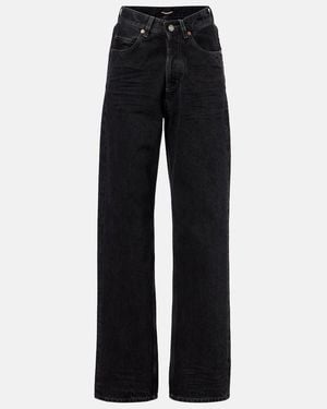 Saint Laurent Jeans Anchos V-Waist De Tiro Alto - Negro