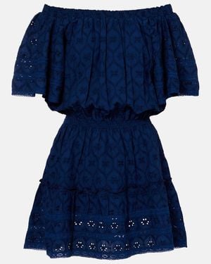 Melissa Odabash Micha Broderie Anglaise Cotton Minidress - Blue