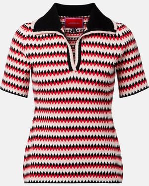 La DoubleJ Polohemd Checkers Aus Strick - Rot