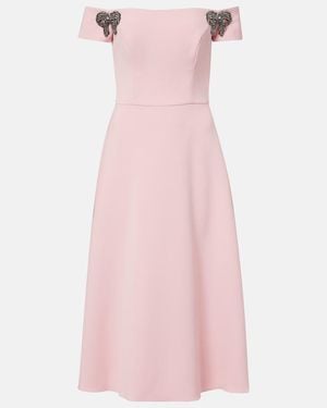 Carolina Herrera Embellished Off-Shoulder Midi Dress - Pink