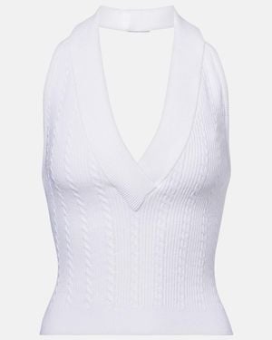 Balmain Cable-Knit Halterneck Top - White