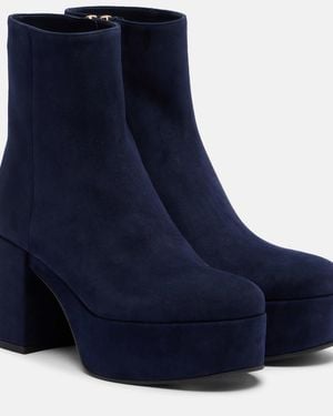 Gianvito Rossi Sally Suede Platform Ankle Boots - Blue