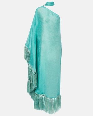 Taller Marmo Arno Fringed Linen-Blend Maxi Dress - Blue