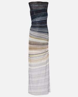 Missoni Sequined Striped Lame Maxi Dress - White