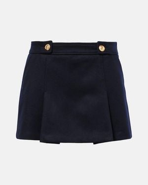 Tom Ford Pleated Wool And Cashmere Miniskirt - Blue