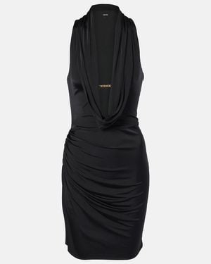 Tom Ford Draped Jersey Minidress - Black