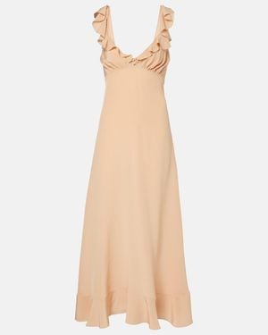 Chloé Ruffled Silk Maxi Dress - Natural