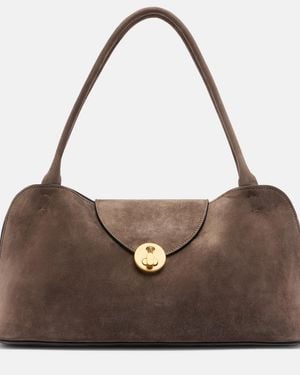 Versace Schultertasche Vivian Aus Veloursleder - Braun