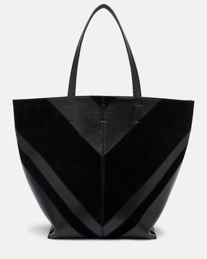 Phoebe Philo Pot Cabas Suede And Leather Tote Bag - Black